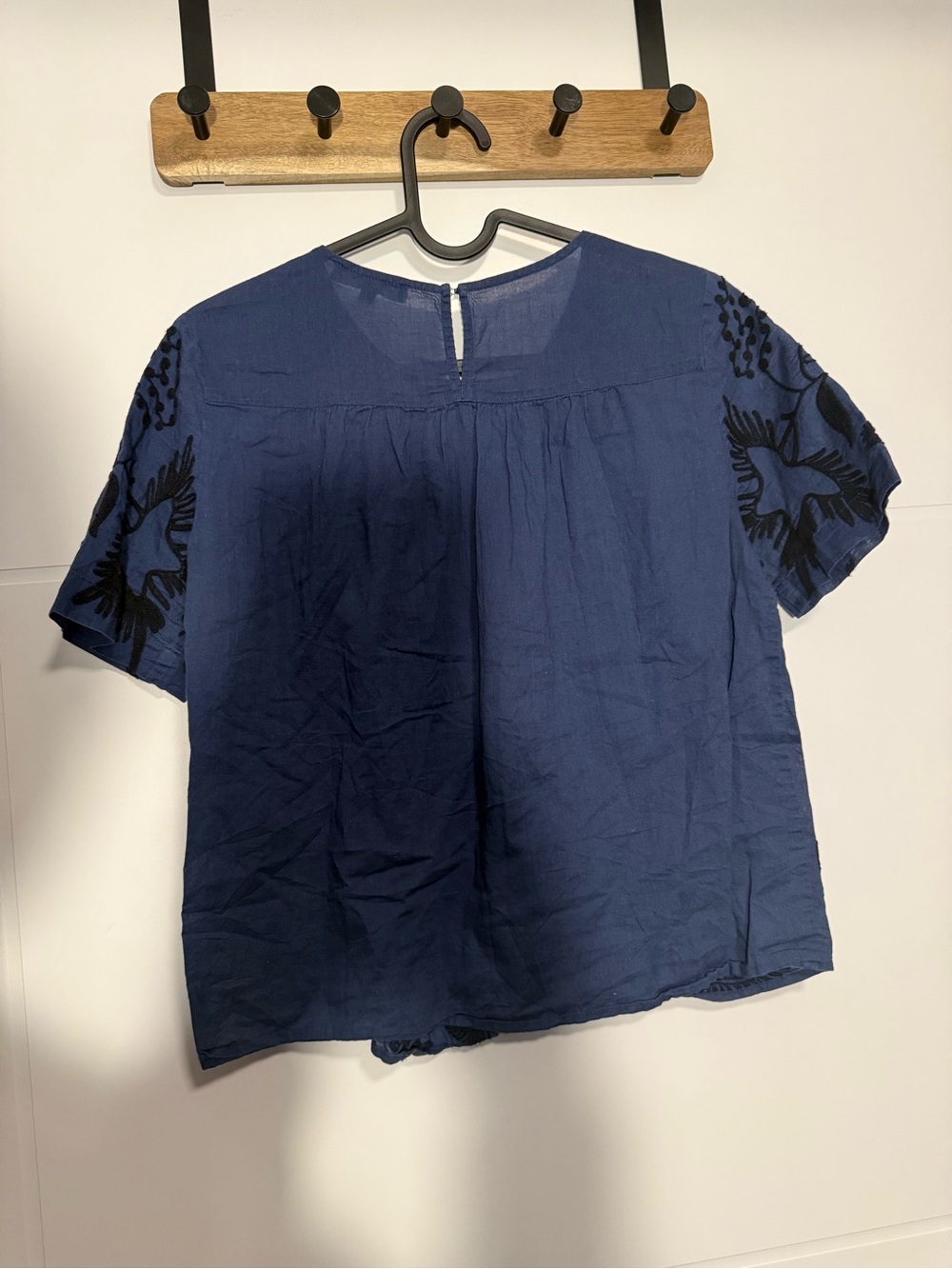 Madewell Blue Floral Embroidered Short Sleeve Top - Picture 2 of 5